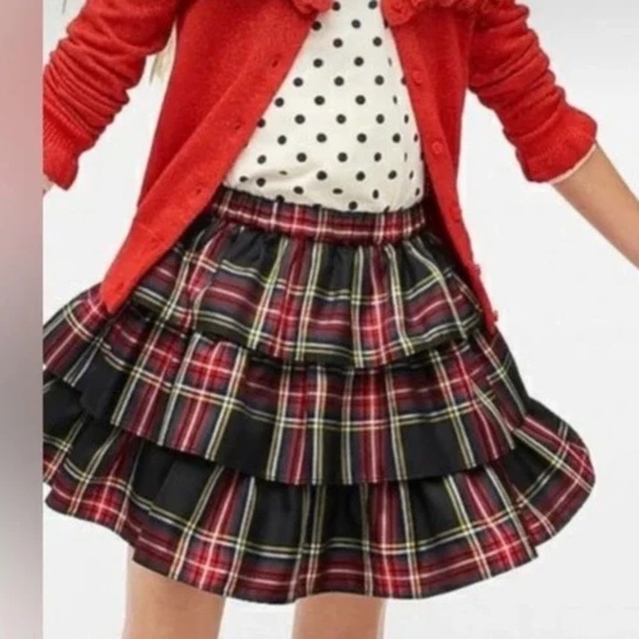 J. Crew Crewcuts Girls Tiered Stewart Tartan Plaid Skirt Holiday Christmas 6-7 - Picture 1 of 9